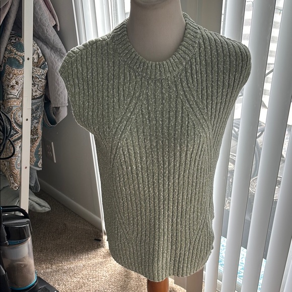 Green Ribbed Women's Sweater - Picture 3 of 3